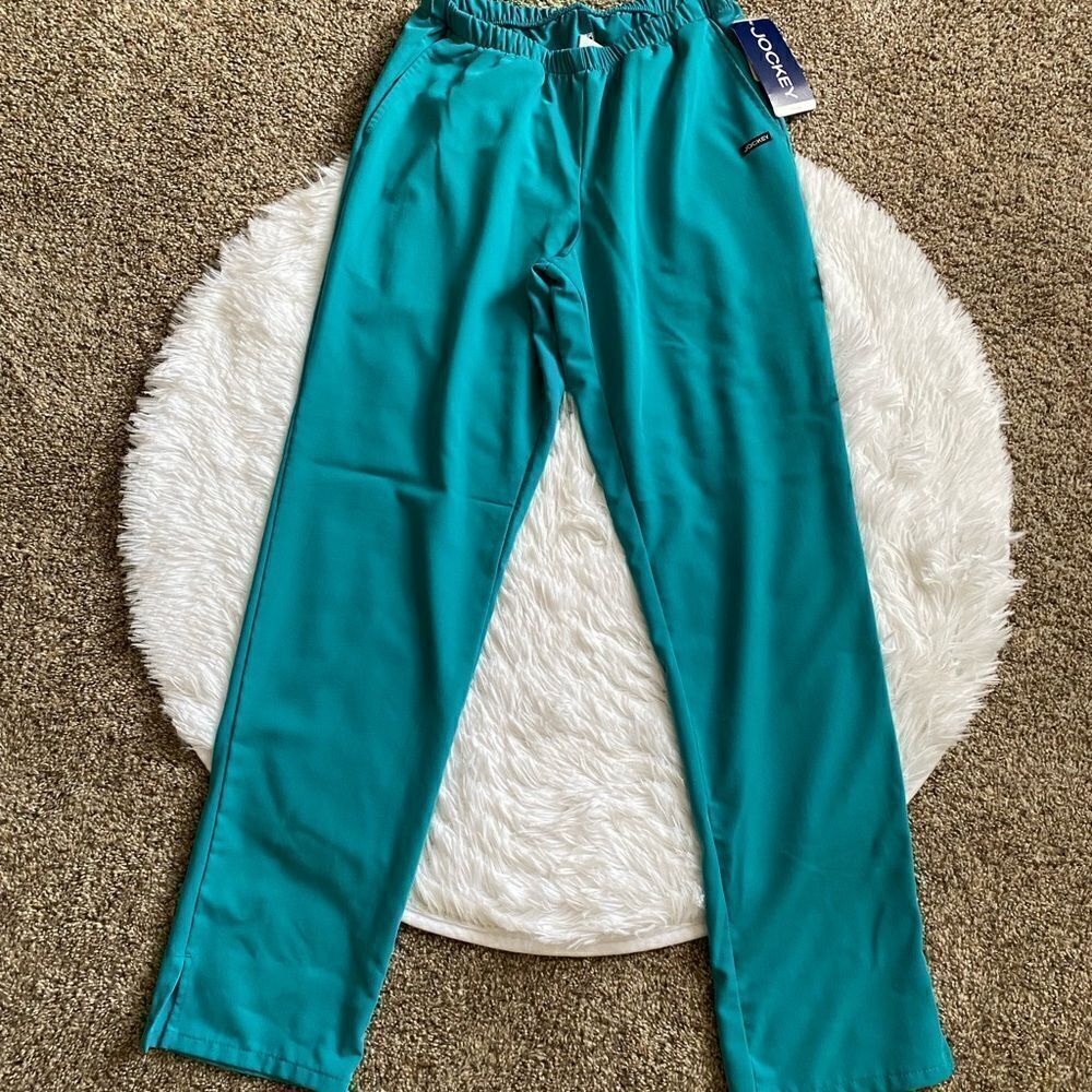 Jockey Easy Care Multi Stretch Teal Scrub Pants New Elastic Waist Womens XSP